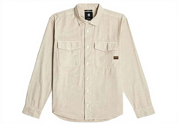 Chemise marine homme G-STAR slim col boutonnée beige