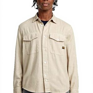 Chemise marine homme G-STAR slim col boutonnée beige