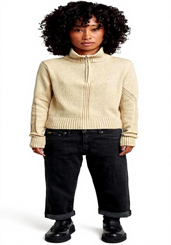 Pull G-Star Milano Demi-Zip Femme Tricot Confortable Stretch