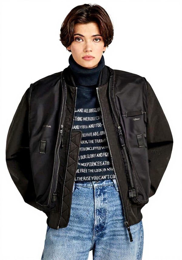 G-Star Bomber Unisex Lifevest Vestes Homme Noir Col Côtelé