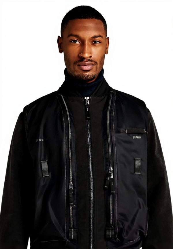 G-Star Bomber Unisex Lifevest Vestes Homme Noir Col Côtelé