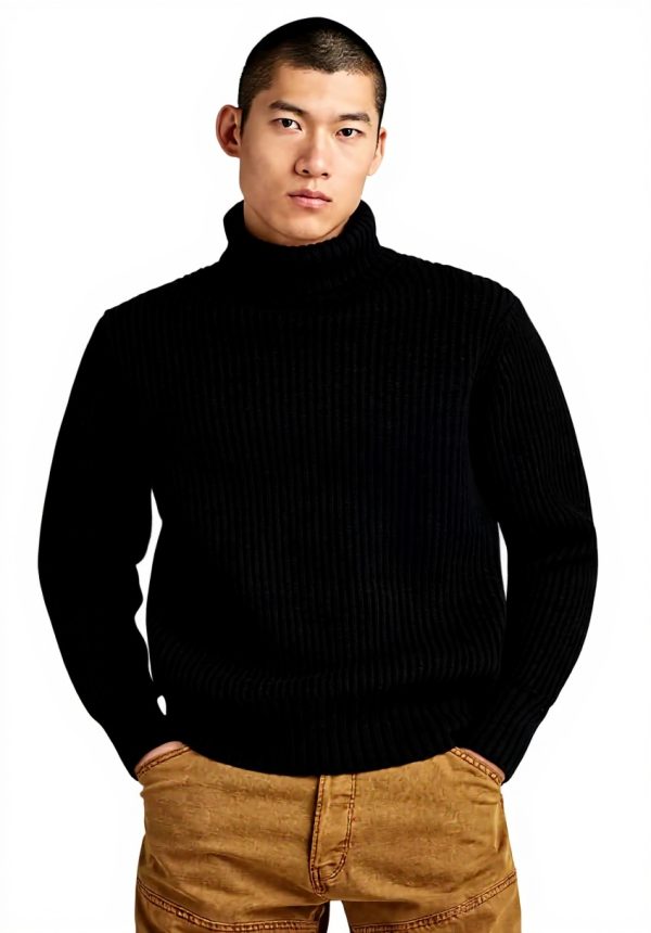 Pull G-Star Essential Turtle Homme Col Roulé Noir Confort
