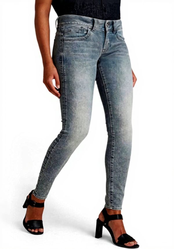 Jean G-Star Femme Lynn Mid Skinny Gris Ajustement Mince
