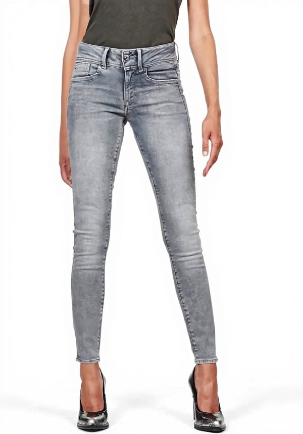 Jean G-Star Femme Lynn Mid Skinny Gris Ajustement Mince
