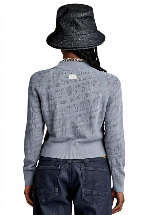 Pull G-Star Femmes Pointelle Tricot Texturé Gris Noir Bleu