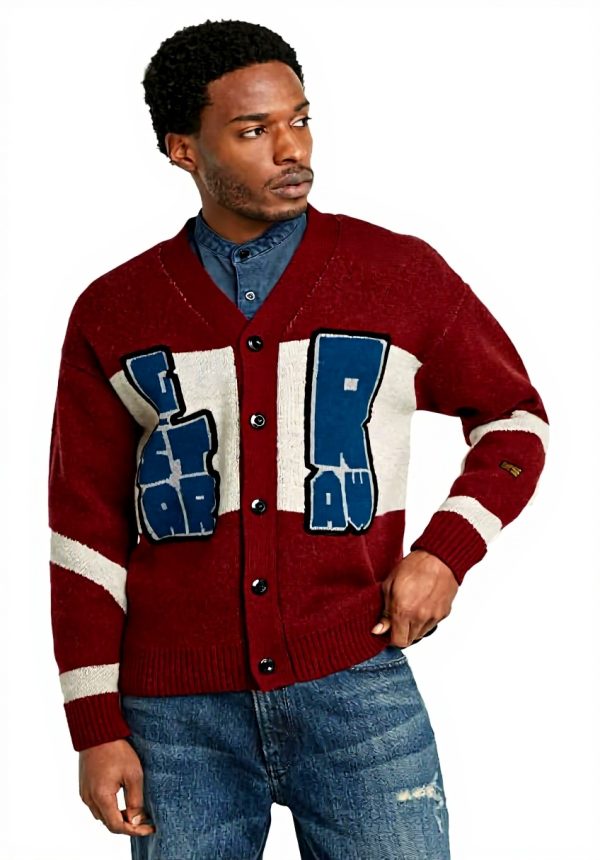 Gilet G-Star Holiday Loose Cardigan Homme Rouge V Bouton