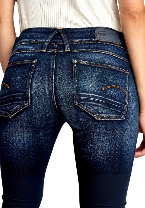 Jeans Skinny G-Star Lynn Taille Moyenne Femme Bleu