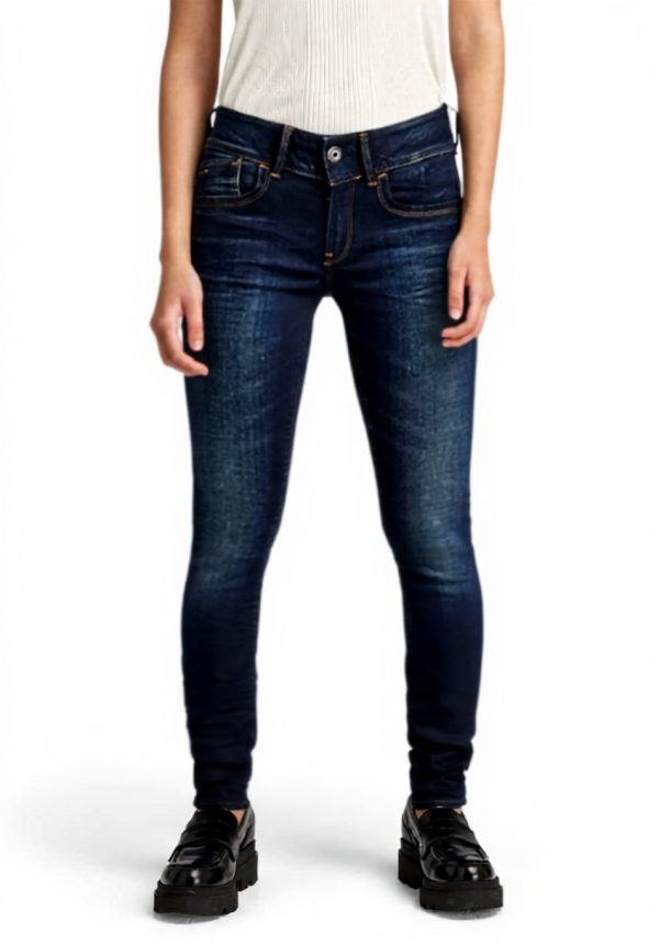 Jeans Skinny G-Star Lynn Taille Moyenne Femme Bleu