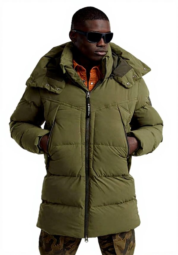 G-Star Parka Homme Capuche Amovible Doublé Vert Bleu Noir