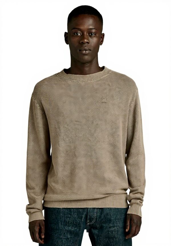 G-STAR Pull en Maille Moss Sweater Homme - Col rond côtelé