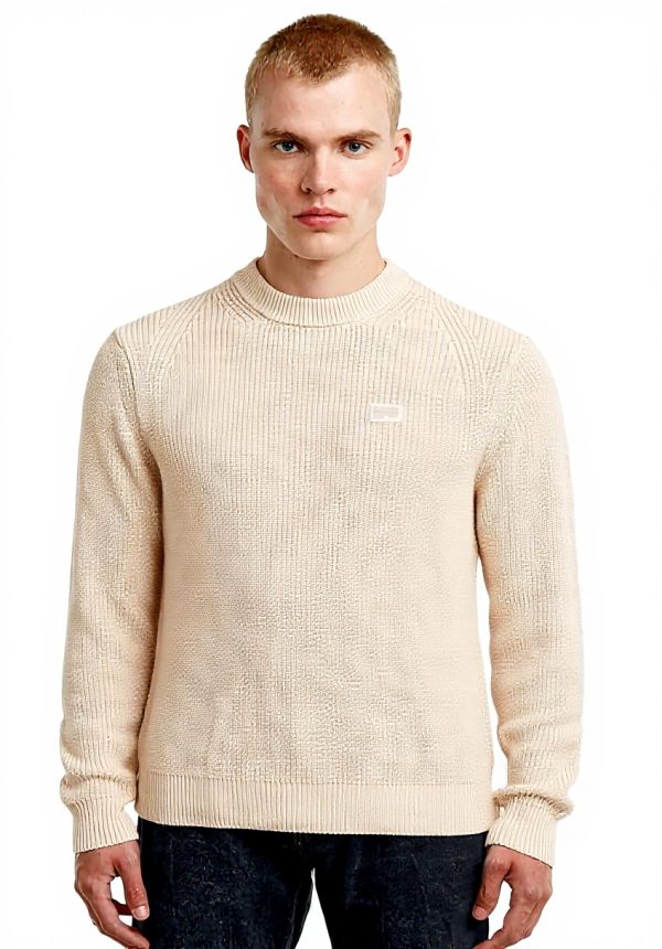 Pullover G-Star Homme Sweat-Shirt Col Côtelé Blanc Gris