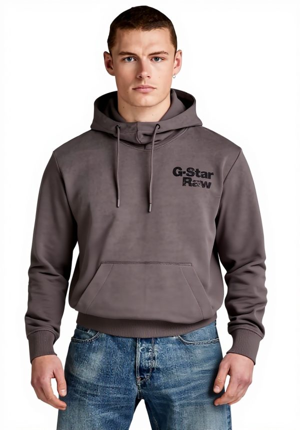 Sweat à capuche G-Star RAW homme impression dos gris